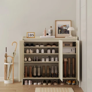 【hoi! 好好生活】預購60天★林氏木業簡約奶油1.2M三門鞋櫃 OV4N 奶白色