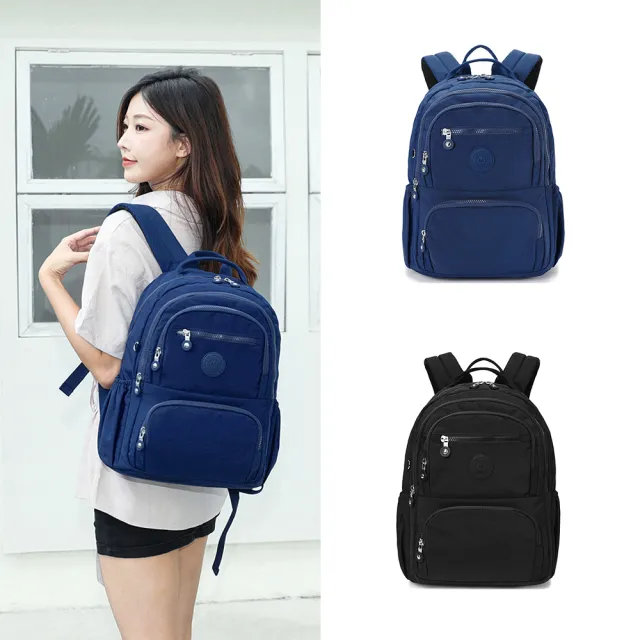 【iBrand】輕盈雙層拉鍊多口袋後背包(多色任選)