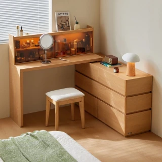【hoi! 好好生活】預購60天★林氏木業林沐系列北歐風六斗櫃收納伸縮化妝桌 UB2C