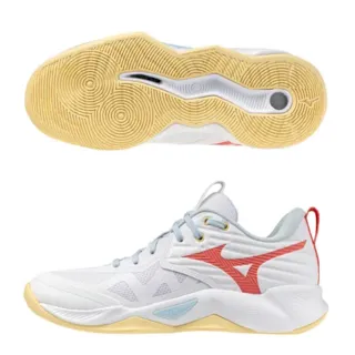 【MIZUNO 美津濃】排球鞋 女鞋 運動鞋 緩震 MOMENTUM 白藍橘 V1GC254035