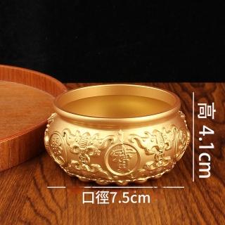 【Loha 樂活家】黃銅五福聚寶盆 迷你金元寶(飾品 擺件 招財盆 開運擺件 雙魚聚寶盆 喬遷開業禮 金屬工藝品)