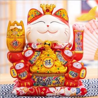 【Loha 樂活家】生意興隆電動搖手發財貓 10寸招財貓(陶瓷擺飾 開業擺件 創意禮品 招財進寶擺件 白瓷招財貓)
