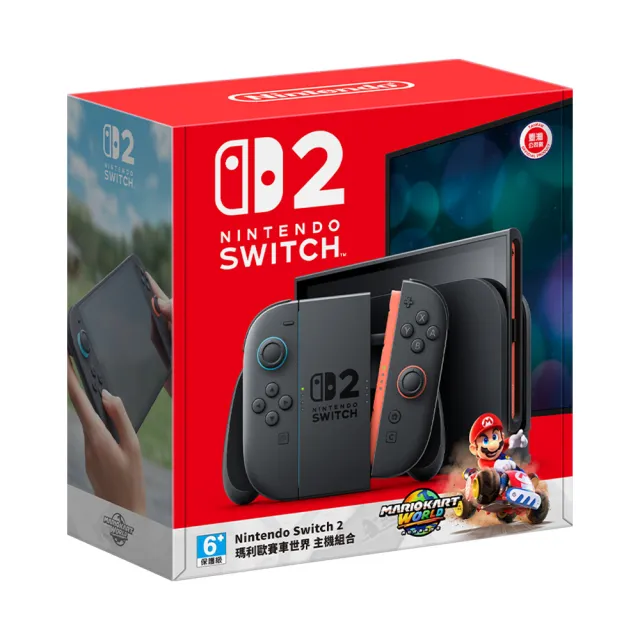 【Nintendo 任天堂】Switch 2 瑪利歐賽車世界 主機組+《NS2卡比的馭天飛行者》+《9H鋼化貼》
