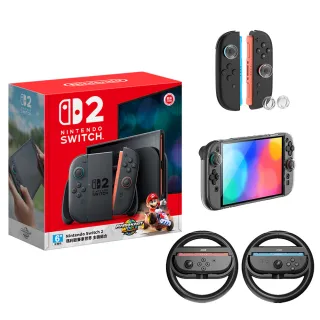 【Nintendo 任天堂】Switch 2 瑪利歐賽車世界 主機組+《良值 NS2方向盤+殼+類比套》+《9H鋼化貼》
