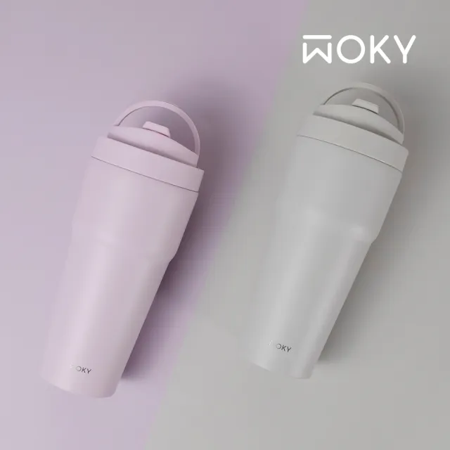 【WOKY 沃廚】渾圓杯 不銹鋼款770ml-附矽膠粗吸管(隨行杯/吸管杯/飲料杯/保溫杯/保溫瓶)