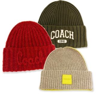 【COACH】經典LOGO混羊毛/羊毛保暖毛帽(多款選一)