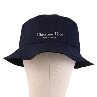 【Dior 迪奧】Homme 簡約電繡LOGO純羊毛遮陽帽漁夫帽(深藍)