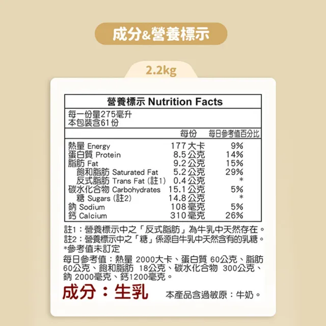 【KLIM 克寧】100%純生乳奶粉2.2kg x6罐(箱購/無塑膠蓋環保版本/免運/水沖即享/溫暖營養)