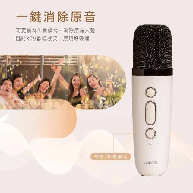 【RASTO】10W雙麥克風美聲多模式歡唱藍牙5.3喇叭