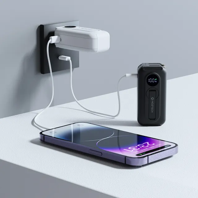 【Moztech】MOA16太空艙5000mAhPD18w 雙孔輸出  輕巧多功能口袋行動電源(Lightning接頭/19.25WH/具WH標示)