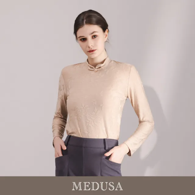 【MEDUSA 曼度莎】現貨-中式立領浮雕氣質上衣(M-XL)|女休閒上衣 長袖上衣 舒適嫘縈(701-55301)