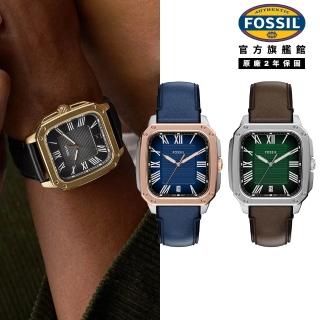【FOSSIL】Crosby 經典魅力方型手錶 真皮錶帶 42 MM (多色可選)