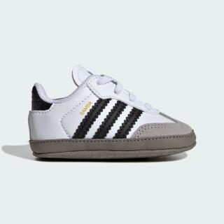 【adidas 愛迪達】愛迪達 Samba Crib 小童 運動休閒鞋 德訓鞋 舒適 白 黑(JI2758)
