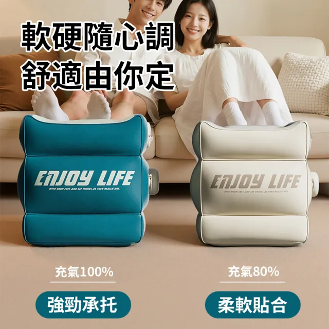 【zLife】3層調節便攜充氣式擱腳墊 火車飛機旅途歇腳墊 外出露營充氣坐墊 辦公室午睡抬腳墊 桌下踩腳墊