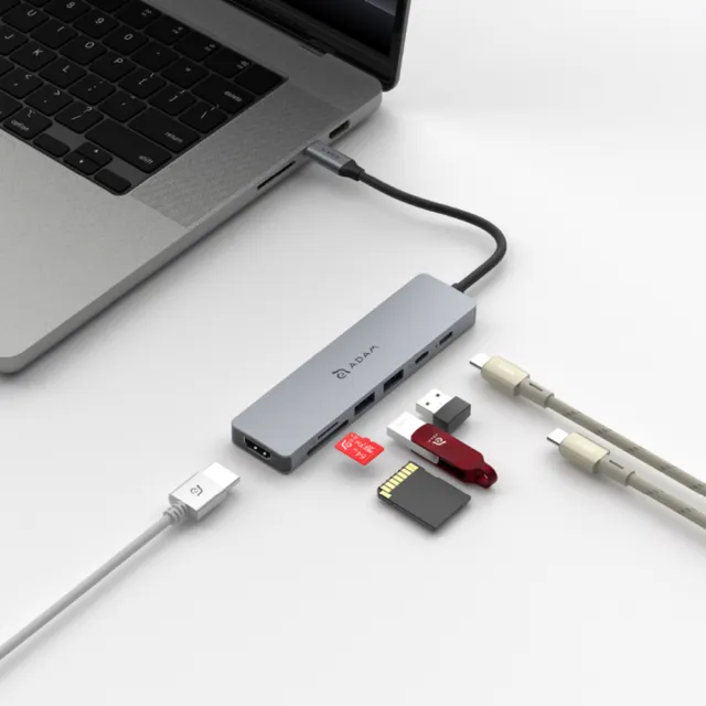 【ADAM 亞果元素】Hub SE07 USB-C 七合一多功能集線器(隨插即用)