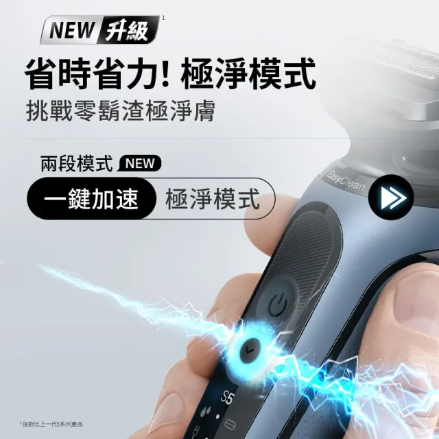 【德國百靈BRAUN】智能變速 5系列PRO免拆快洗電動刮鬍刀/電鬍刀 清潔充電座組(52-M7500CC)