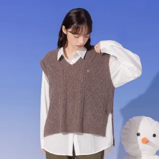 【gozo】MOMO獨家款★限量開賣 菱格針織兩件式背心襯衫(兩色)