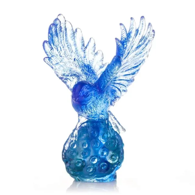 【琉璃工房】翱翔 藍山雀 入厝禮/伴手禮(送禮/琉璃/禮物/水晶/藝術品/禮贈/企業)