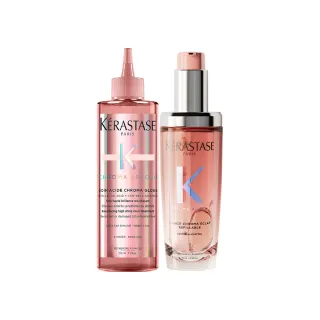 【KERASTASE 巴黎卡詩】恆彩重生水漾光持色露75ml+恆彩重生瞬效精萃露210ml(護色/持色/護髮油)