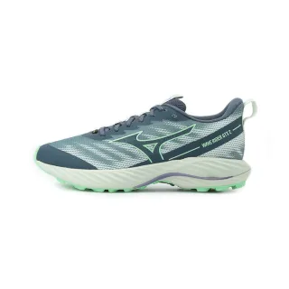 【MIZUNO 美津濃】WAVE RIDER GORE-TEX 2 寬楦慢跑鞋 灰靛藍綠 女鞋 J1GD248071