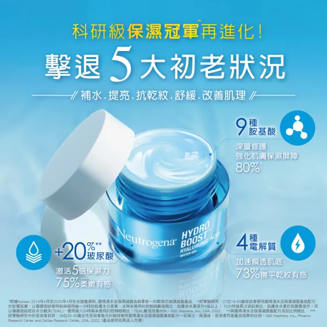 【Neutrogena 露得清】水活保濕凝露/凝霜/晚霜 2入組(保濕抗初老/小澎瓶/凝露/凝霜/晚霜)