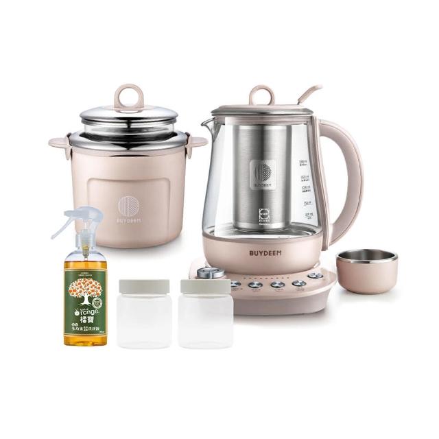 【BUYDEEM 北鼎】頂級多功能烹煮壺 燉煮壺 快煮壺 1500ml-粉漾壺 K2691-公司貨(+玻璃分裝杯-白x2+大橘寶)