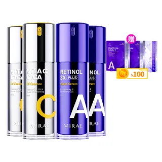 【MIRAE 未來美】早C晚A好評囤貨組(3X升級版精華x2+ 雙C精華x2)