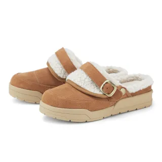 【ORIN】磨面牛皮仿毛厚底穆勒便鞋(淺棕)