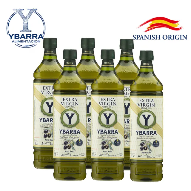 【YBARRA】益百萊 100%特級冷壓初榨橄欖油(1000mlx6瓶/西班牙原裝進口/PET食品級裝/雙10限定)