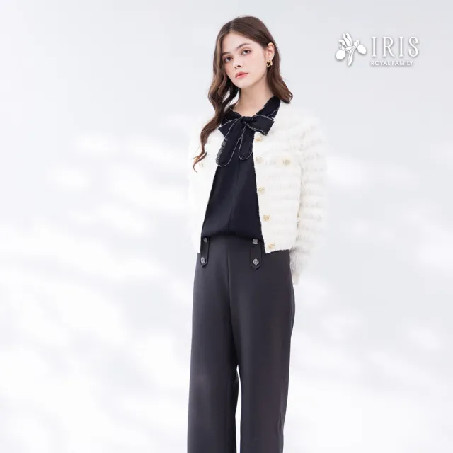【IRIS 艾莉詩】造型雙排釦寬褲-咖啡色(56322)