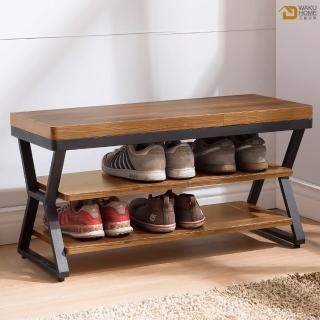 【WAKUHOME 瓦酷傢俱】Ari工業風木心板2.7尺座鞋櫃A005-219