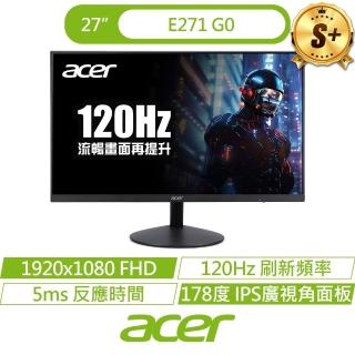 【Acer 宏碁】S+福利品★E271 G0 27型護眼螢幕(27吋/FHD/120Hz/5ms/IPS)