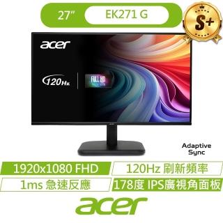 【Acer 宏碁】S+福利品★EK271 G 27型護眼螢幕(27吋/FHD/120Hz/1ms/IPS)