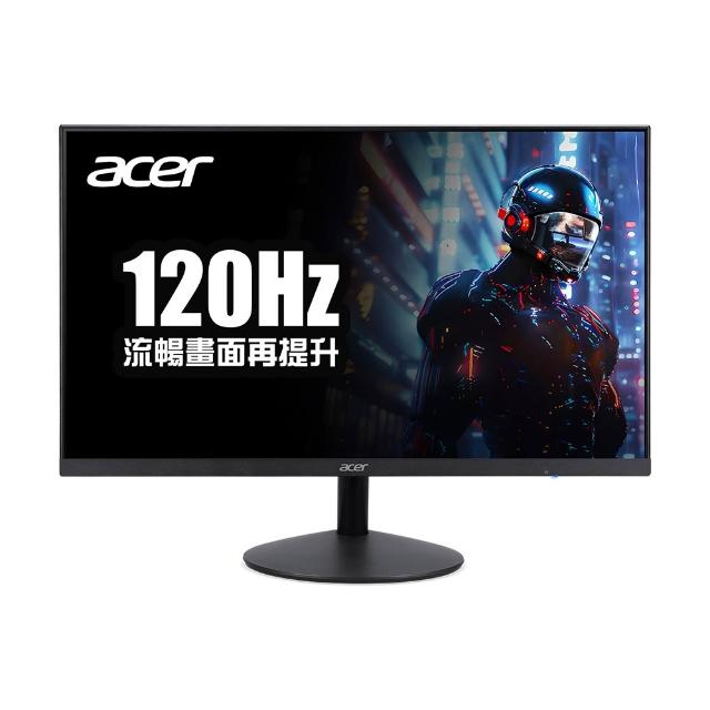  Acer宏碁 E241Y 23.8吋 IPS面板顯示器，FHD 1920x1080解析度，120Hz HDMI高重新整理率，提供流暢視覺體驗。5ms反應時間、250nits亮度、178°廣視角，適合OA辦公、學生學習與護眼需求。具零閃屏功能，100000000:1高對比，VESA壁掛支援，輕巧2.89kg設計，三年保固，CP值超高入門款。 
