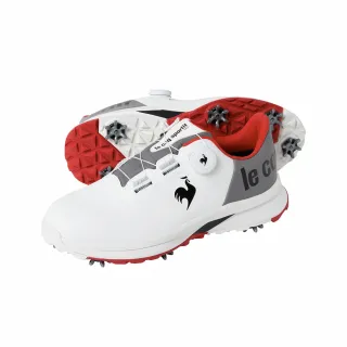 【LE COQ SPORTIF 公雞】高爾夫系列 男款深灰色火焰外底防水設計舒適透氣高爾夫球鞋 QGW0J300