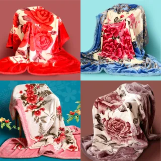 【田中保暖】雙層保暖厚毛毯 古典馥郁花繪 日本技術新合纖素材 阿嬤毛毯 冬被(180X220cm-多款花色任選)