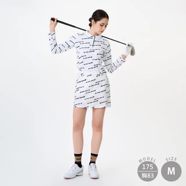 【LE COQ SPORTIF 公雞】高爾夫系列 女款白色獨特LOGO設計時尚百搭長袖POLO衫 QLW2T111