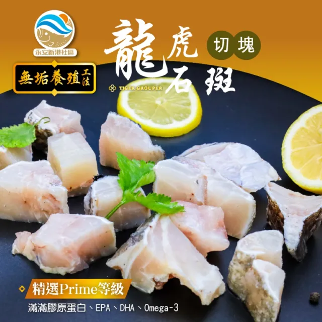 【永安新港社區】龍虎石斑鮮魚切塊450g/包 3包組(嚴選7斤以上龍虎斑三清處理分切)