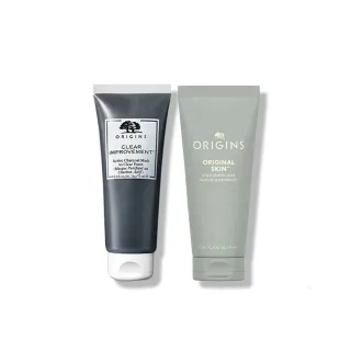 【ORIGINS 品木宣言】黑粉真愛面膜組(泥娃娃活性碳面膜75ml+粉美肌面膜75ml))