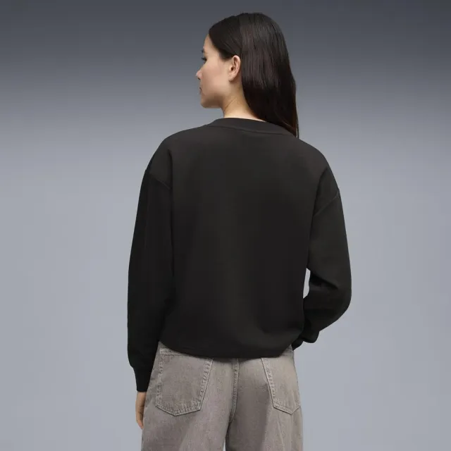 【PUMA官方旗艦】基本系列ESS ELEVATE 舒適V領衫 女性 69181601(長t 黑色)