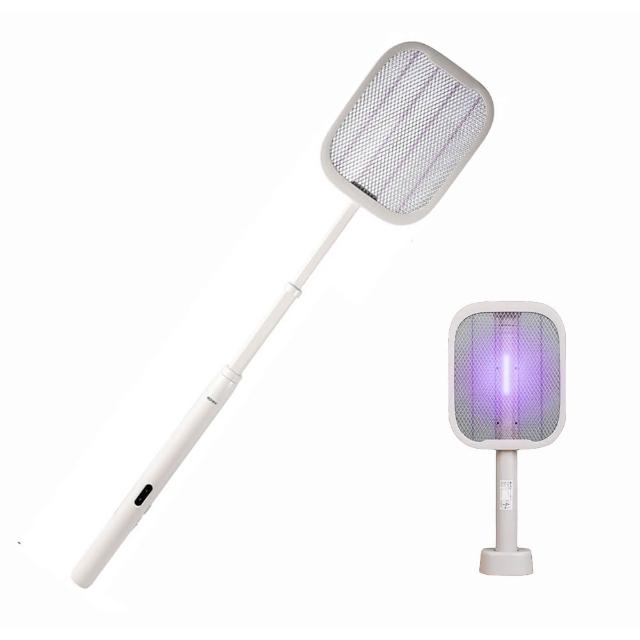 【歌林】USB充電式超長伸縮電蚊拍(可換電池 加長型 捕蚊燈 電蚊拍 二合一)