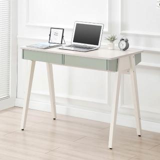 【AOTTO】北歐風莫蘭迪雙抽辦公桌-100cm(書桌 辦公桌 電腦桌 工作桌)
