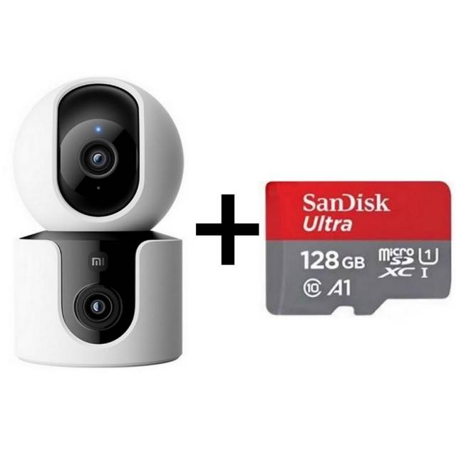 【小米】128G記憶卡組 智慧攝影機 C500 雙攝版(寵物偵測 追蹤寶寶哭聲 人形追蹤 畫面檢測 微光全彩)