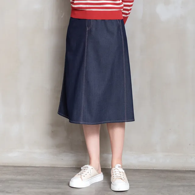 【perng yuh 芃諭名品】方向定錨 輕光澤 丹寧 牛仔裙(2026 SS Collection|5A春夏新品上市)