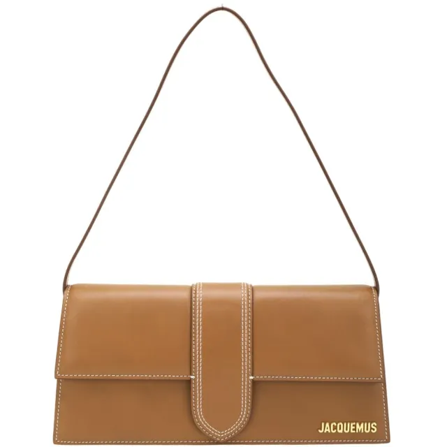 【JACQUEMUS】Le Long Bambino 壓紋小牛皮手提 肩背包-棕色(信封包 腋下包)