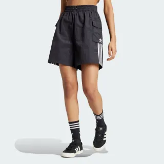 【adidas 愛迪達】短褲 女 運動褲 寬鬆 三葉草 亞規 3S CARGO SHORTS 黑 JH1077