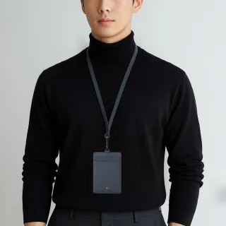 【MONDAINE 瑞士國鐵】商務直式證件套 贈雙繩/牛皮識別證套/防窺(多色可選 送禮)