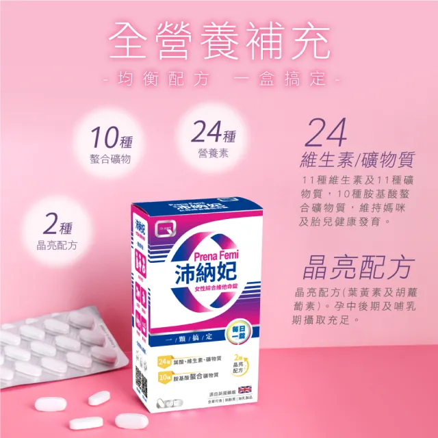 即期品【QUEST】PrenaFemi 沛納妃女性綜合維他命 30錠排裝