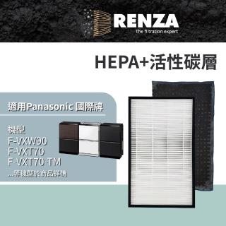 【RENZA】適用 Panasonic 國際牌 F-VXW90 VXT70 VC70XT F-VXT90 空氣清淨機(HEPA+活性碳 濾網 濾芯 濾心)