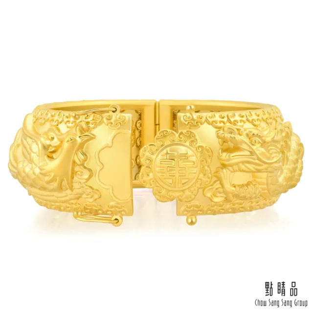 【點睛品】龍鳳呈祥 黃金婚嫁手鐲_計價黃金(07)